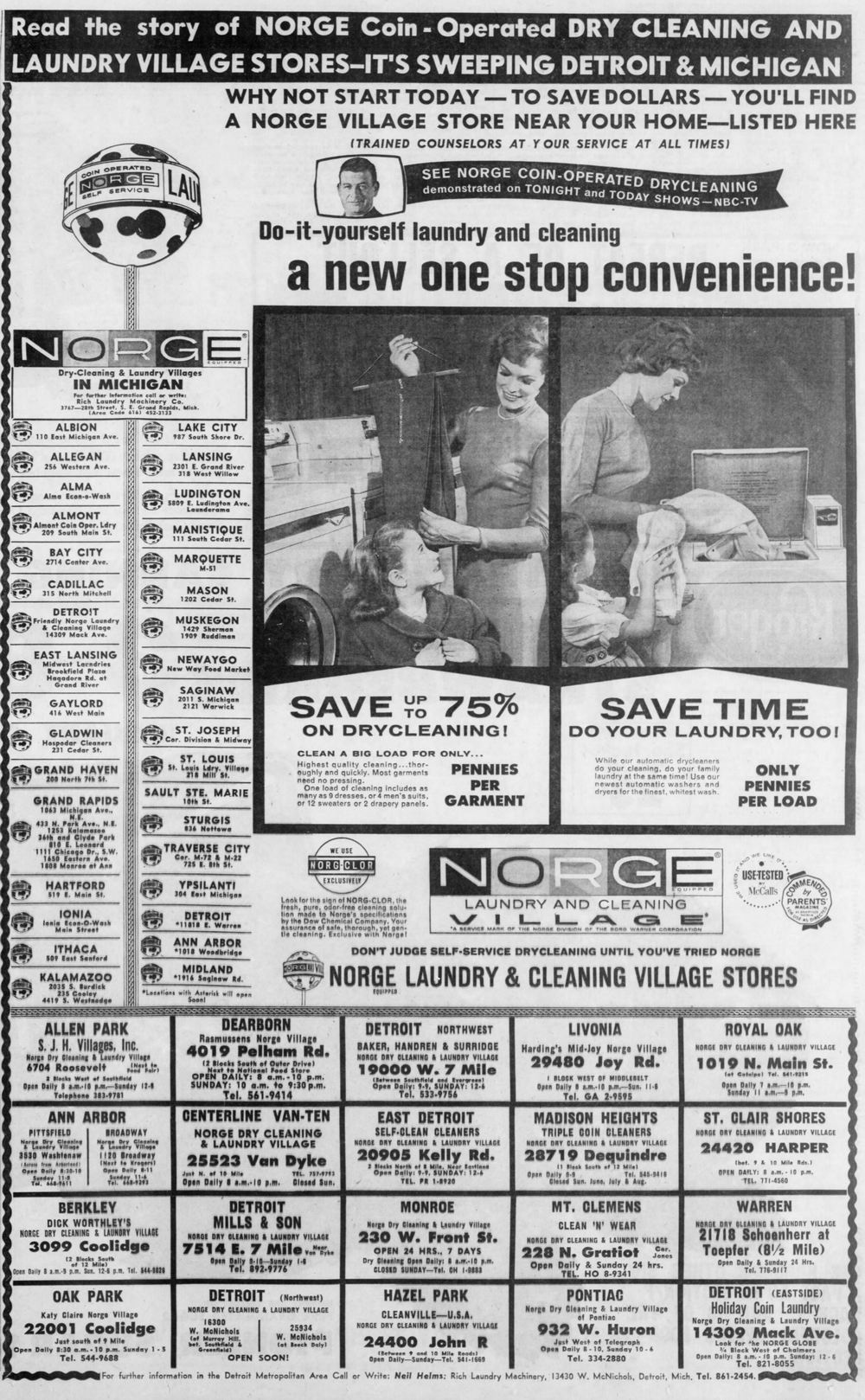 Norge Village - 1962 Ad From Detroit Papers